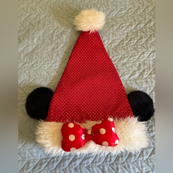 Disney Red Minnie Mouse Santa Hat with Bow - Picture 1 of 6